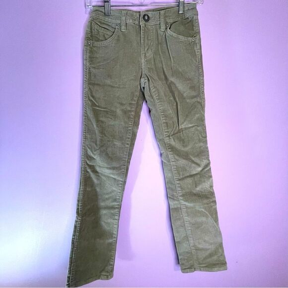 Volcom Chino Pants Sage Green Ribbed Corduroy Straight Leg Womens Size 24 - Picture 1 of 8